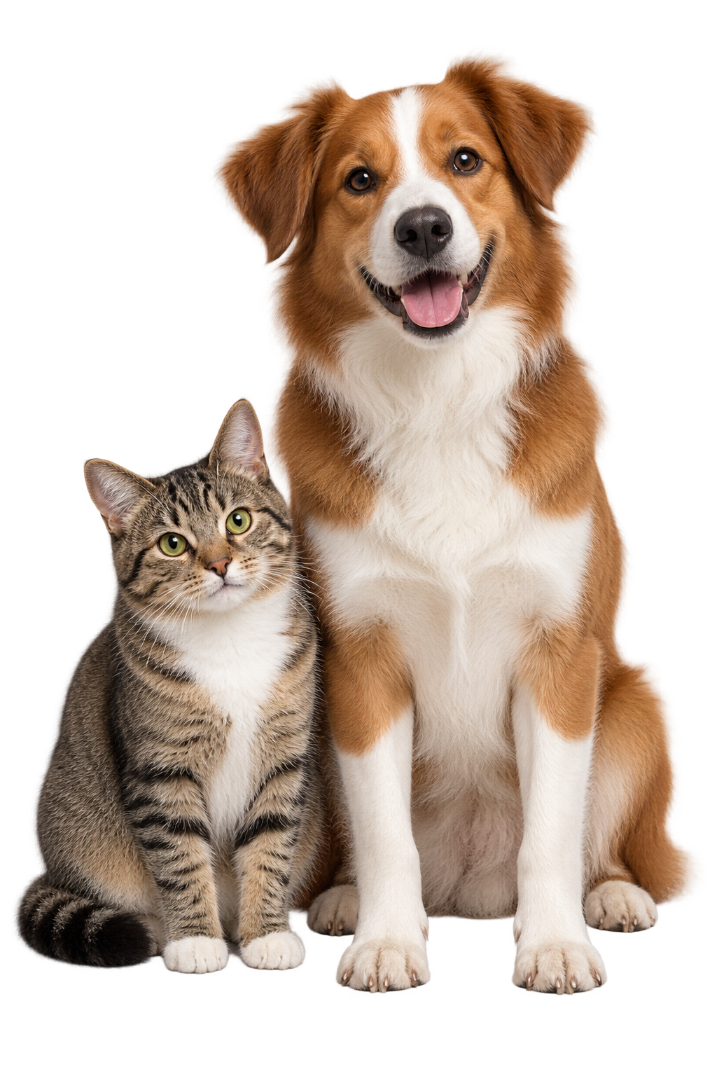 Cão e gato representando o cuidado veterinário do HVJ